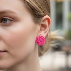 Clover, 3 Pair Pink Circle Stud Earrings, NWT